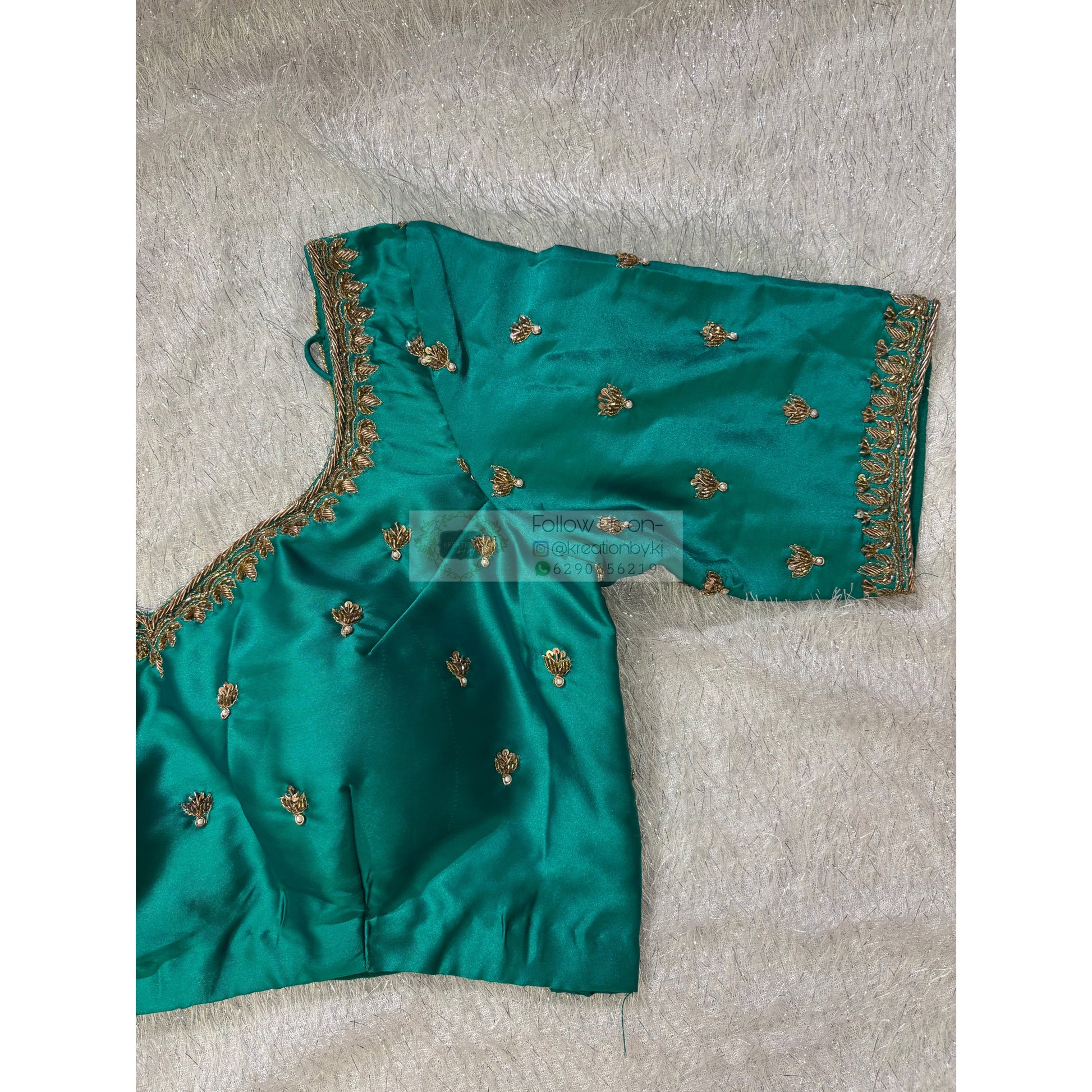 Jade Green Designer Blouse kreationbykj