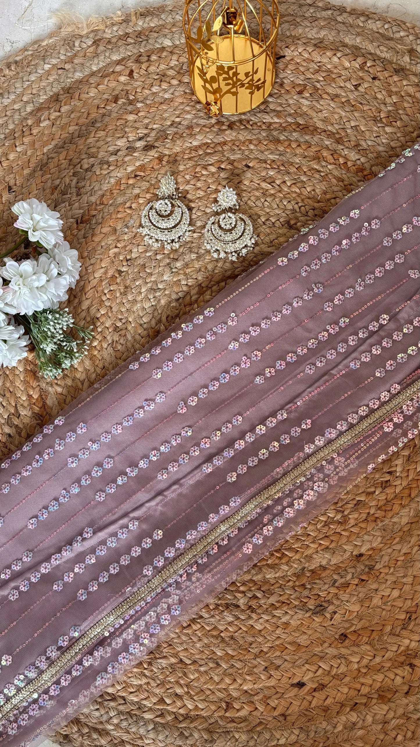 Lilac Sequin Spring Soiree Saree Kreation by KJ