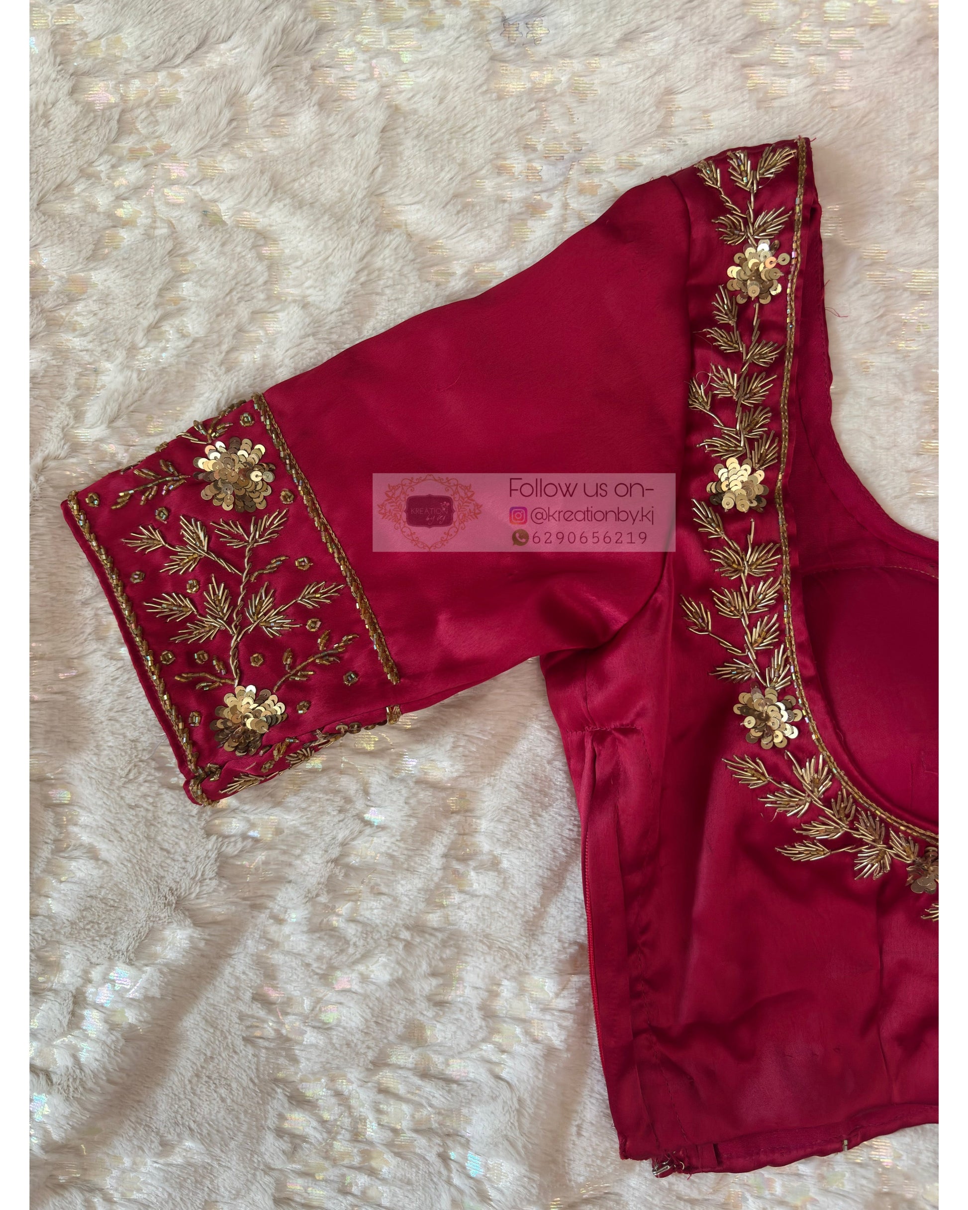 Hot Pink Designer Zardosi Blouse Piece kreationbykj