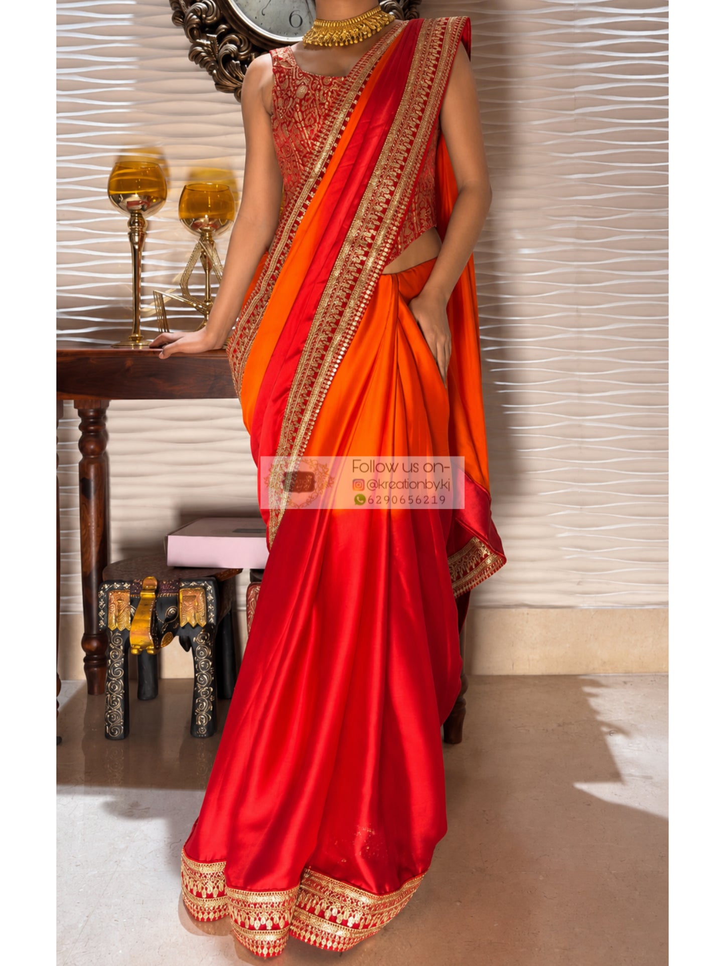 Sun Set Ombre Saree with Embroidered Border