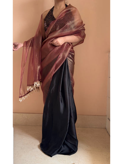 Rosewood Latte Tissue Saree