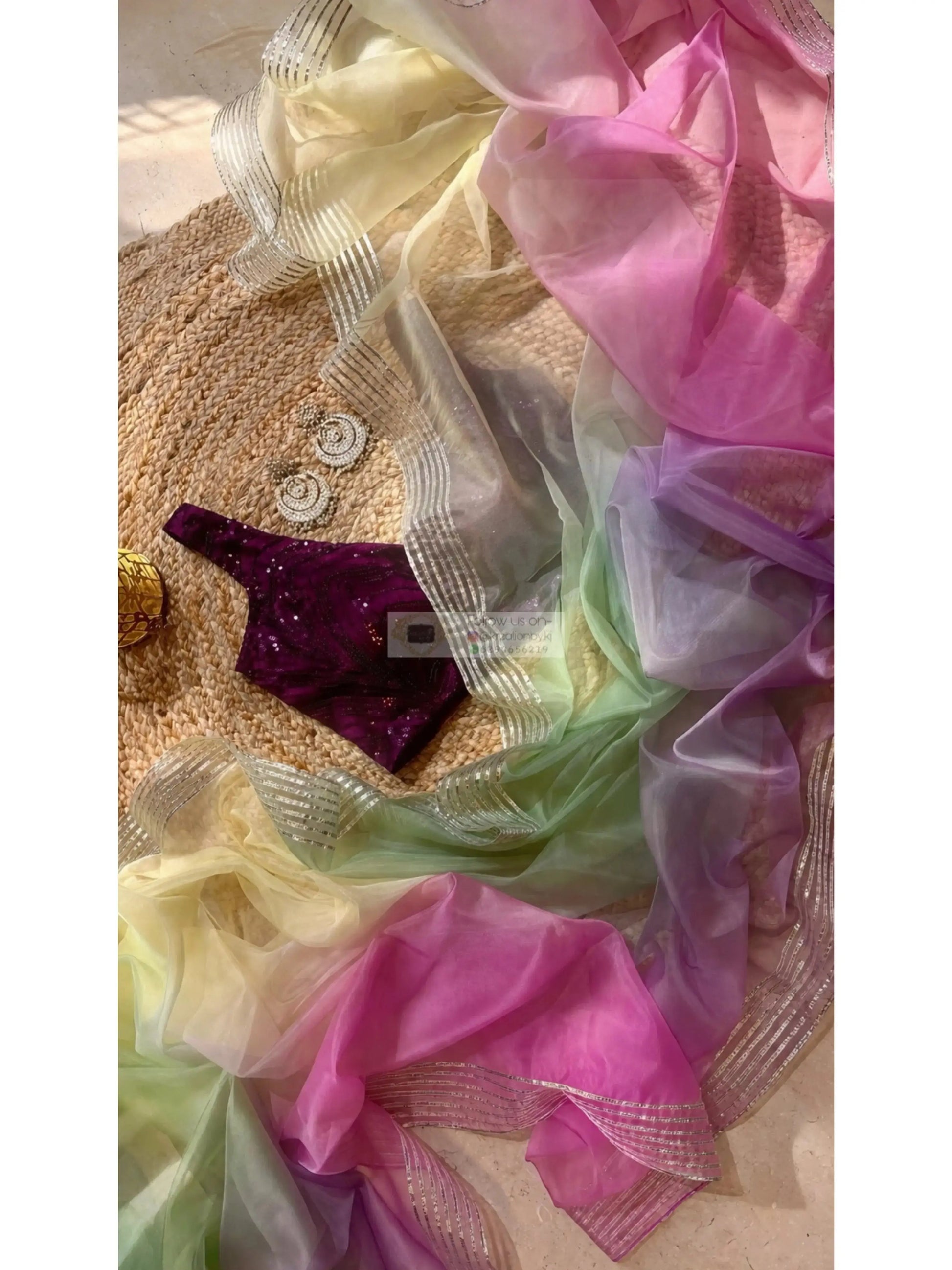 Marshmallow Silver Lining Organza Saree Kreation by KJ