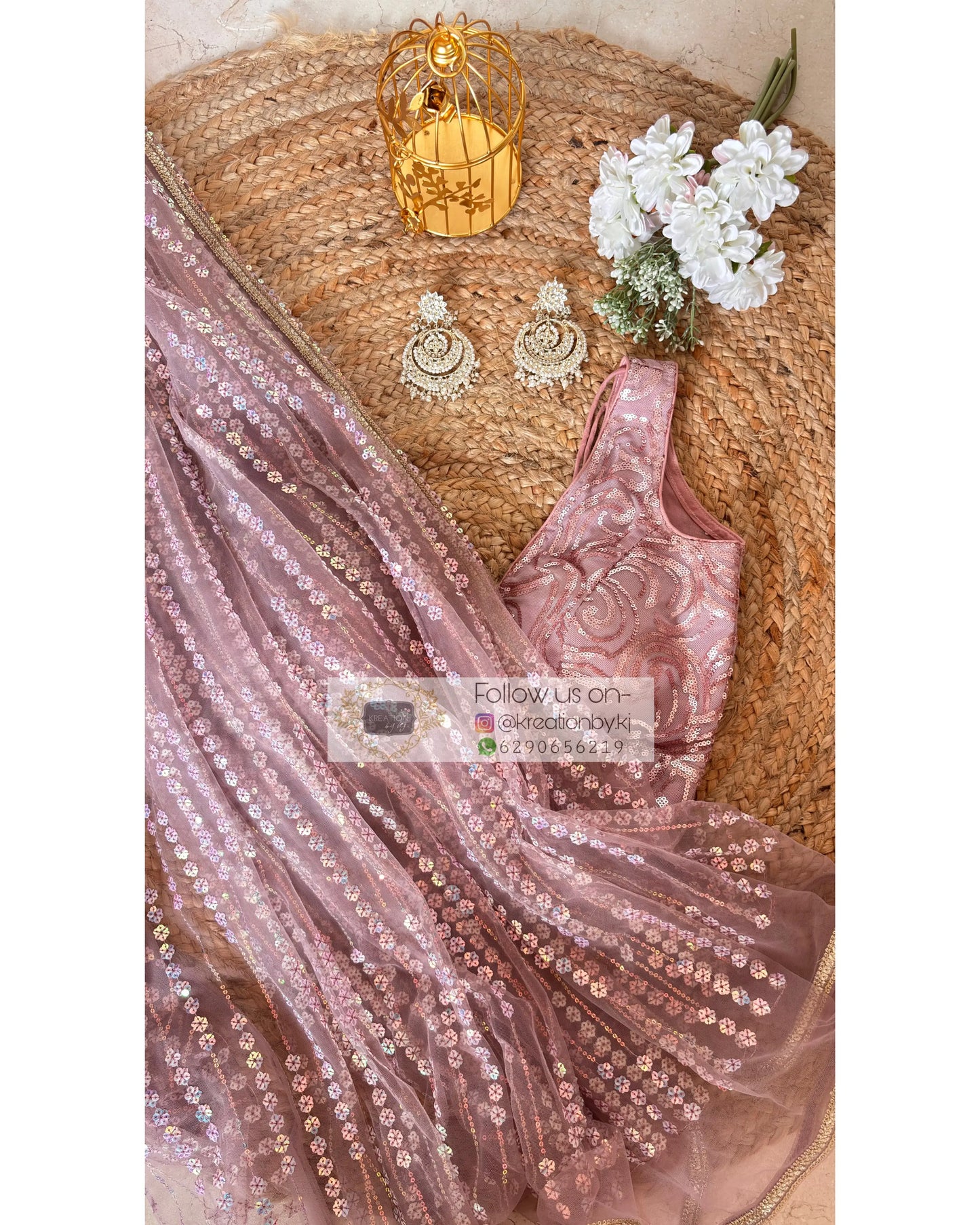 Lilac Sequin Spring Soiree Saree Kreation by KJ