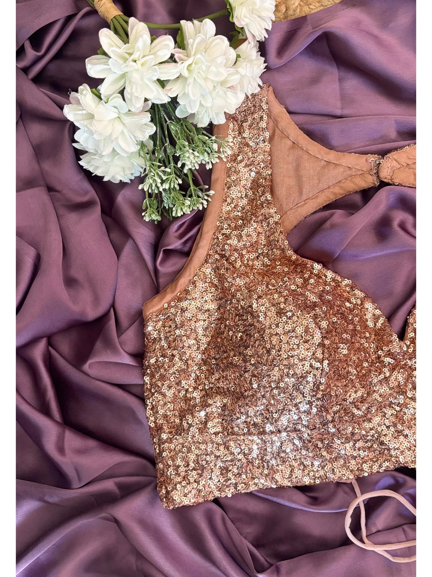 Rose Gold Knitted Sequin Sweetheart Blouse Kreation by KJ
