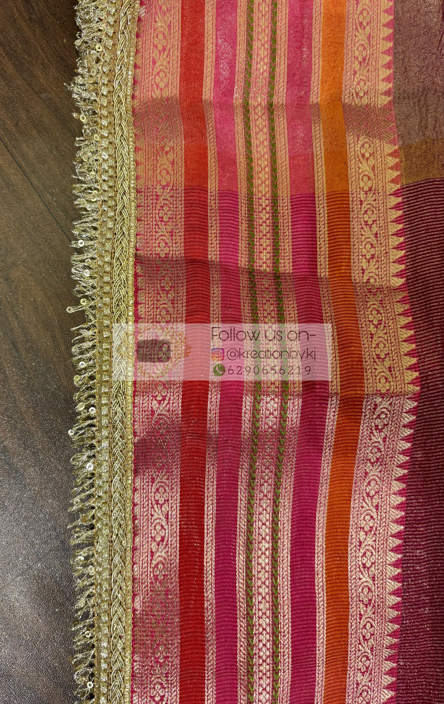 Chocolate Caramel Tissue Banarasi Saree