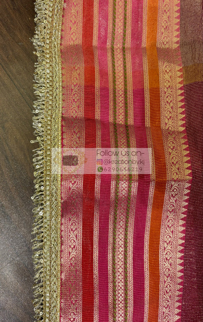 Chocolate Caramel Tissue Banarasi Saree