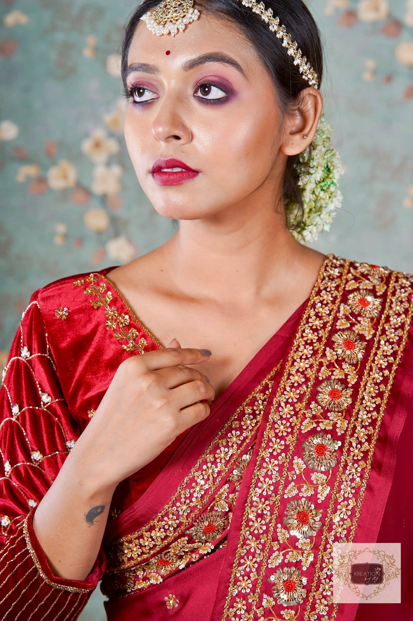 Maroon Crepe Silk Prajoti Saree