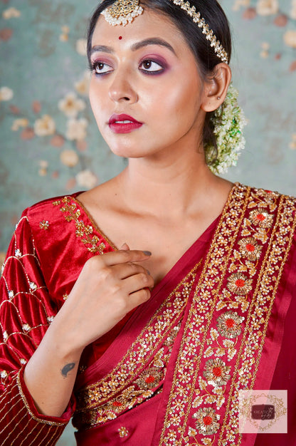 Maroon Crepe Silk Prajoti Saree