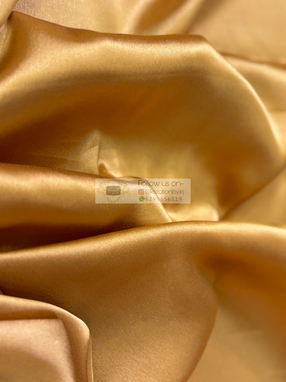 Tuscany Beige Satin Silk Saree with Handmade Tassels on Pallu