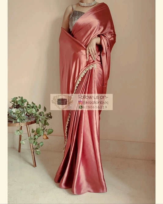 Satin Silk One Minute Saree kreationbykj.in
