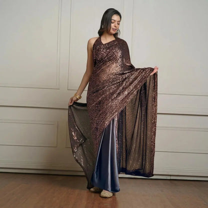 Shimmer Dazzle Sequin Cocktail Saree Kreation by KJ