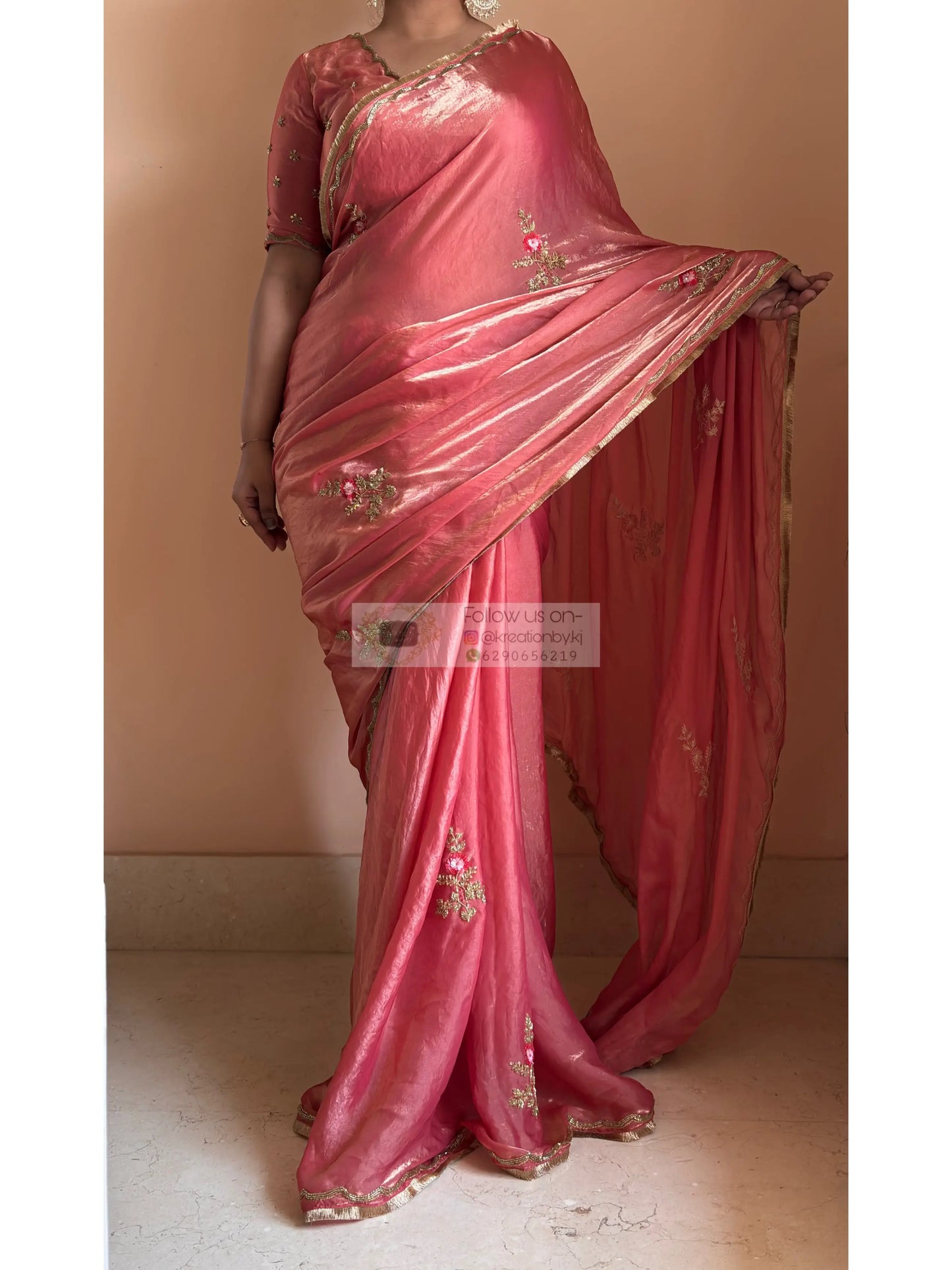 Summer Rose Pink Saree Kreation by KJ