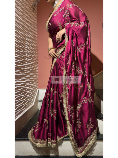 Piya Bawri Wine Georgette Saree - kreationbykj