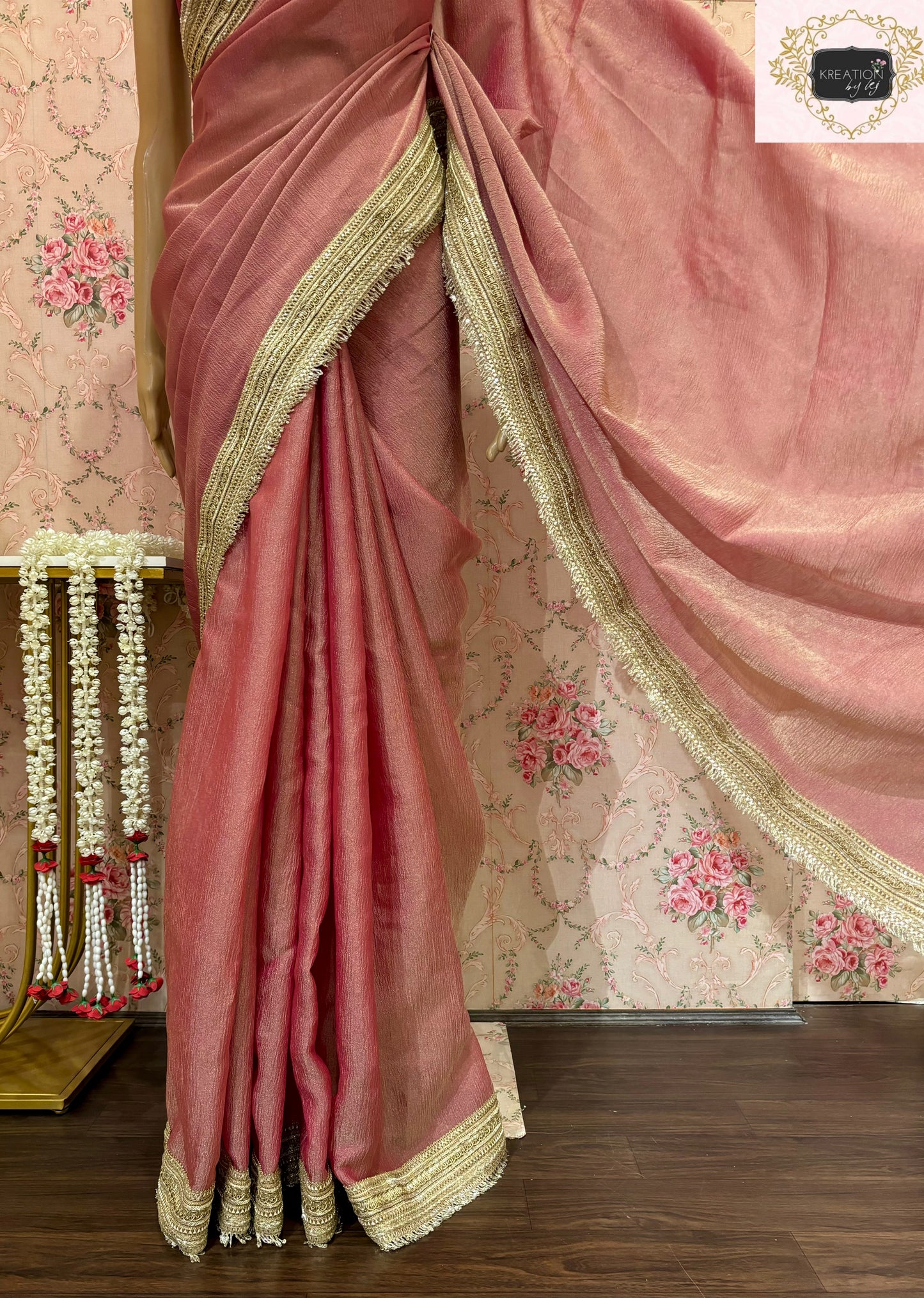 Old Rose Tissue Organza Banno Saree