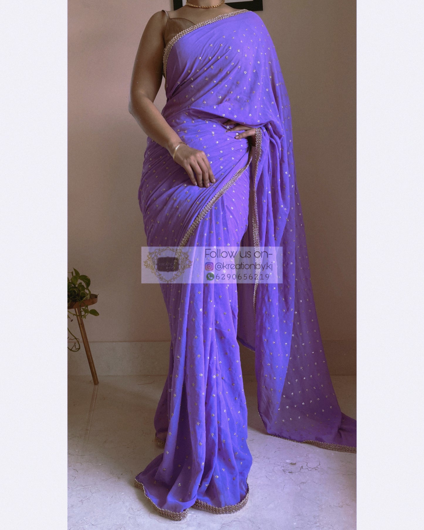 Lavender Ragini Georgette Saree