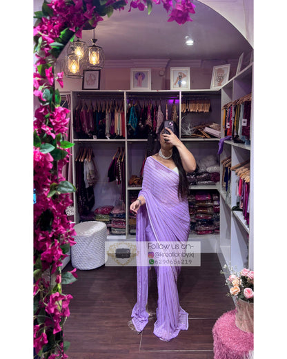 Lavender Noorani Georgette Saree Kreation by KJ