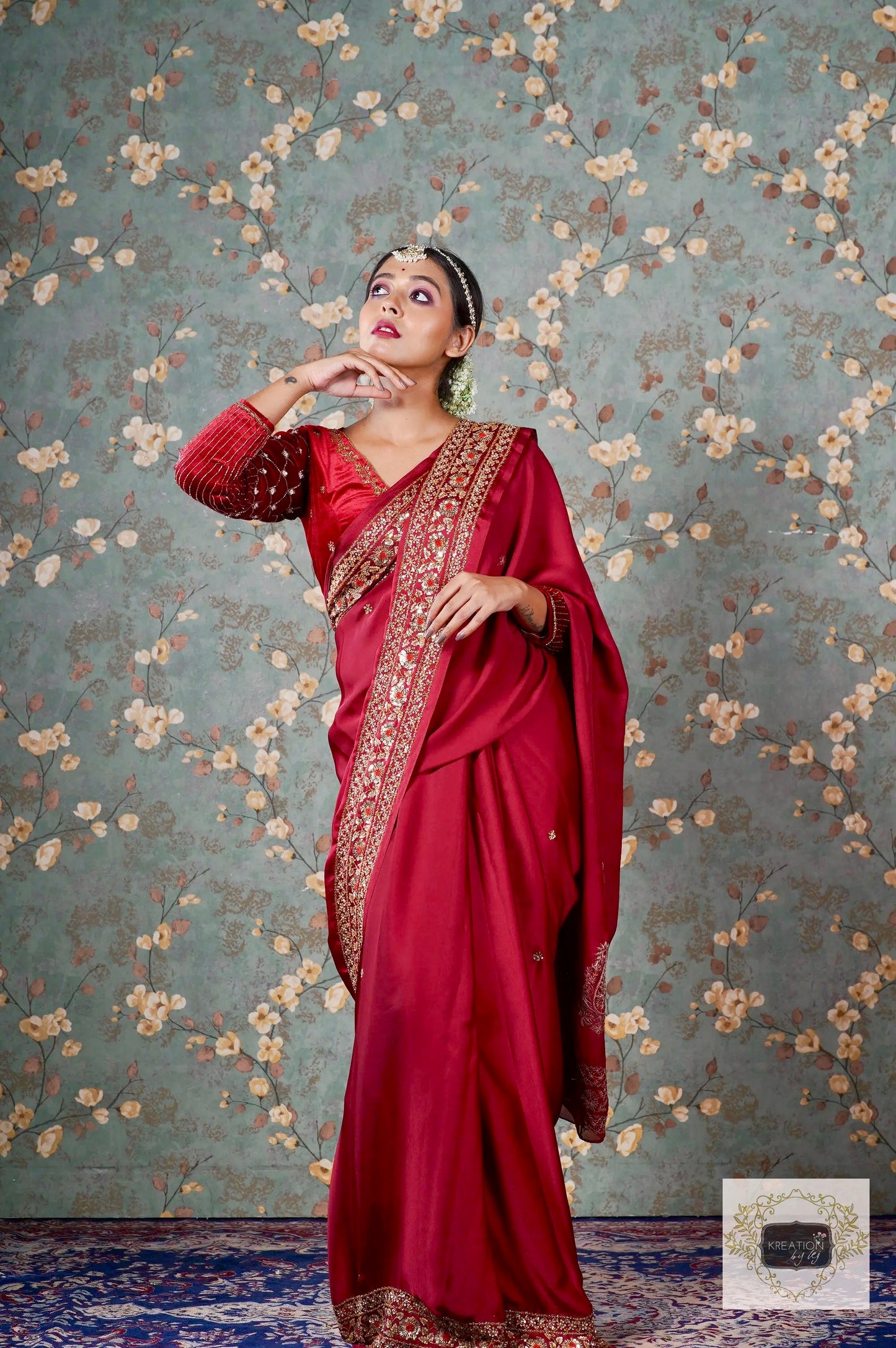 Maroon Crepe Silk Prajoti Saree