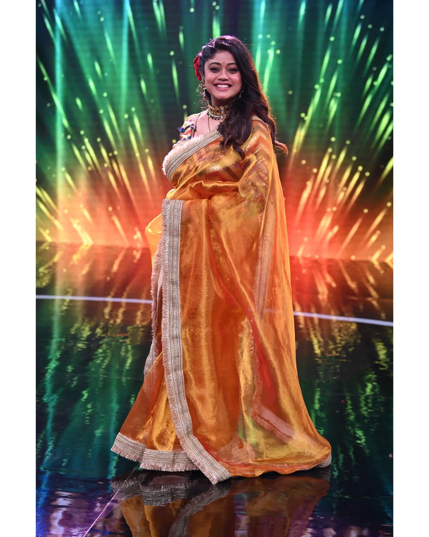 Parampara Tandon in Fiery Gold Banno Saree
