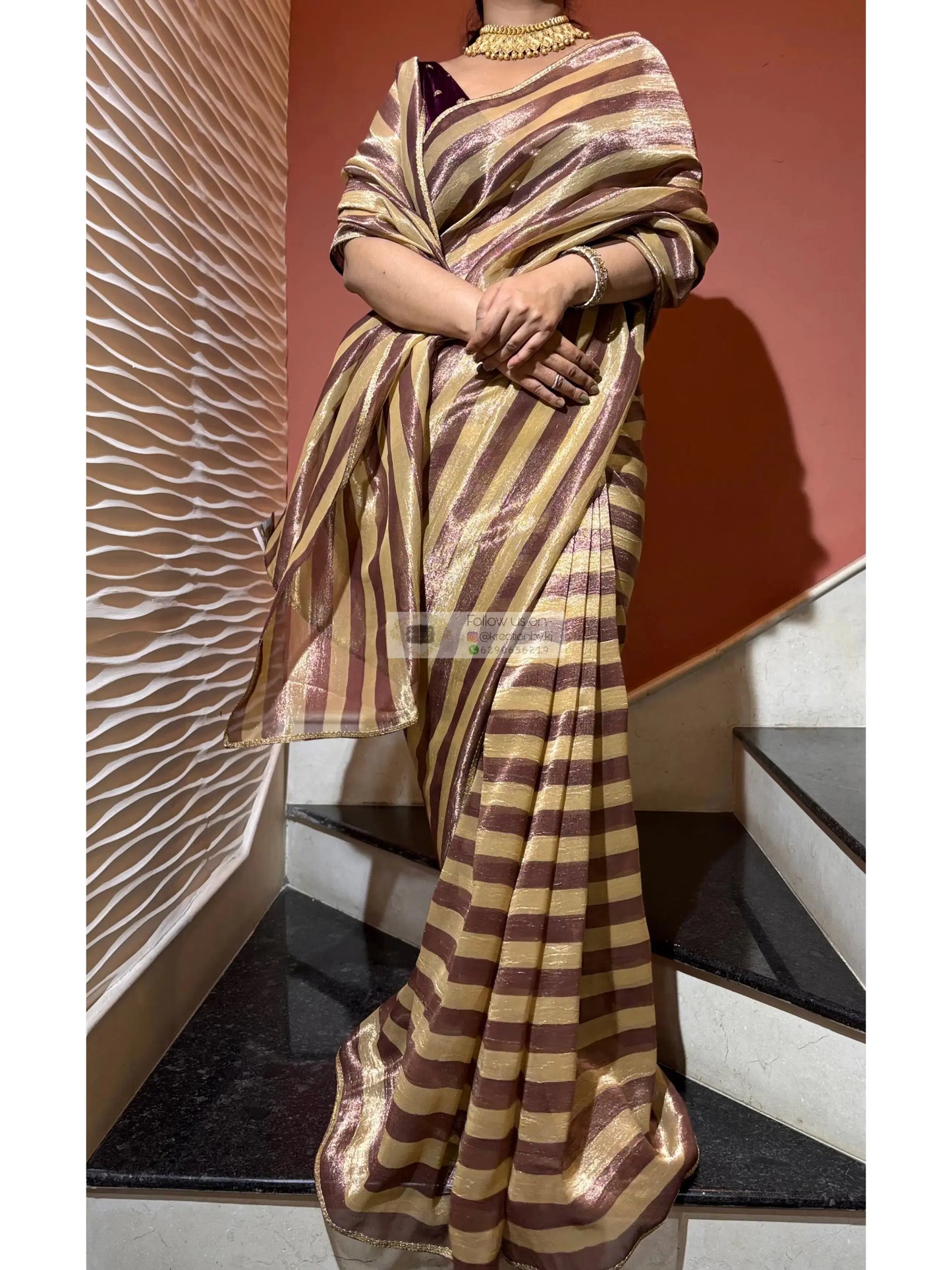 Striped Tissue Saree Kreation by KJ