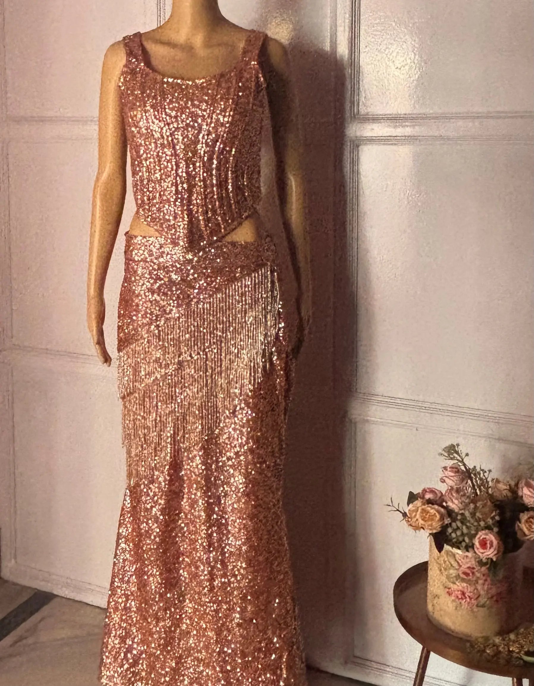 Rose Gold Sequinned Gown Kreation by KJ