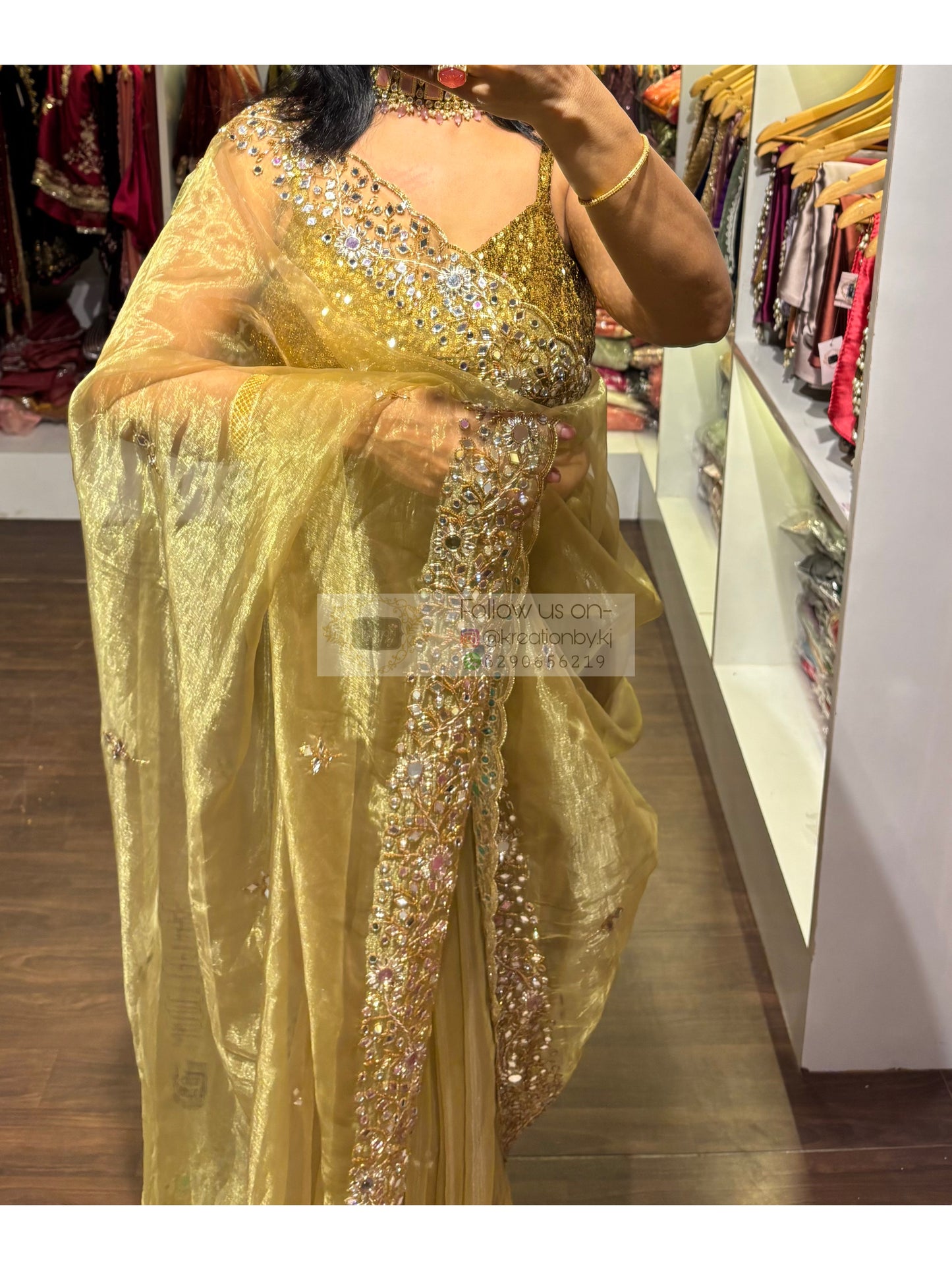 Pista Green Sheesh Mahal Saree