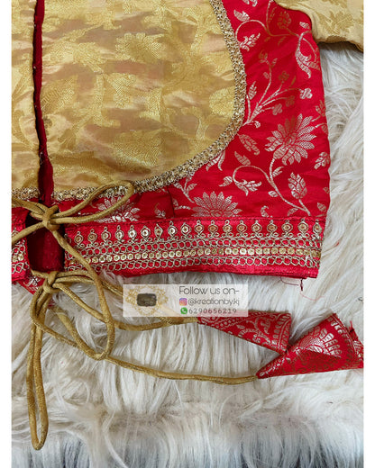 Red Golden Darbari Cut Blouse