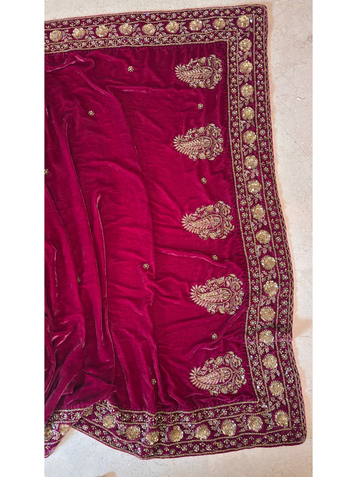 Purple Wine Vows in Velvet Saree