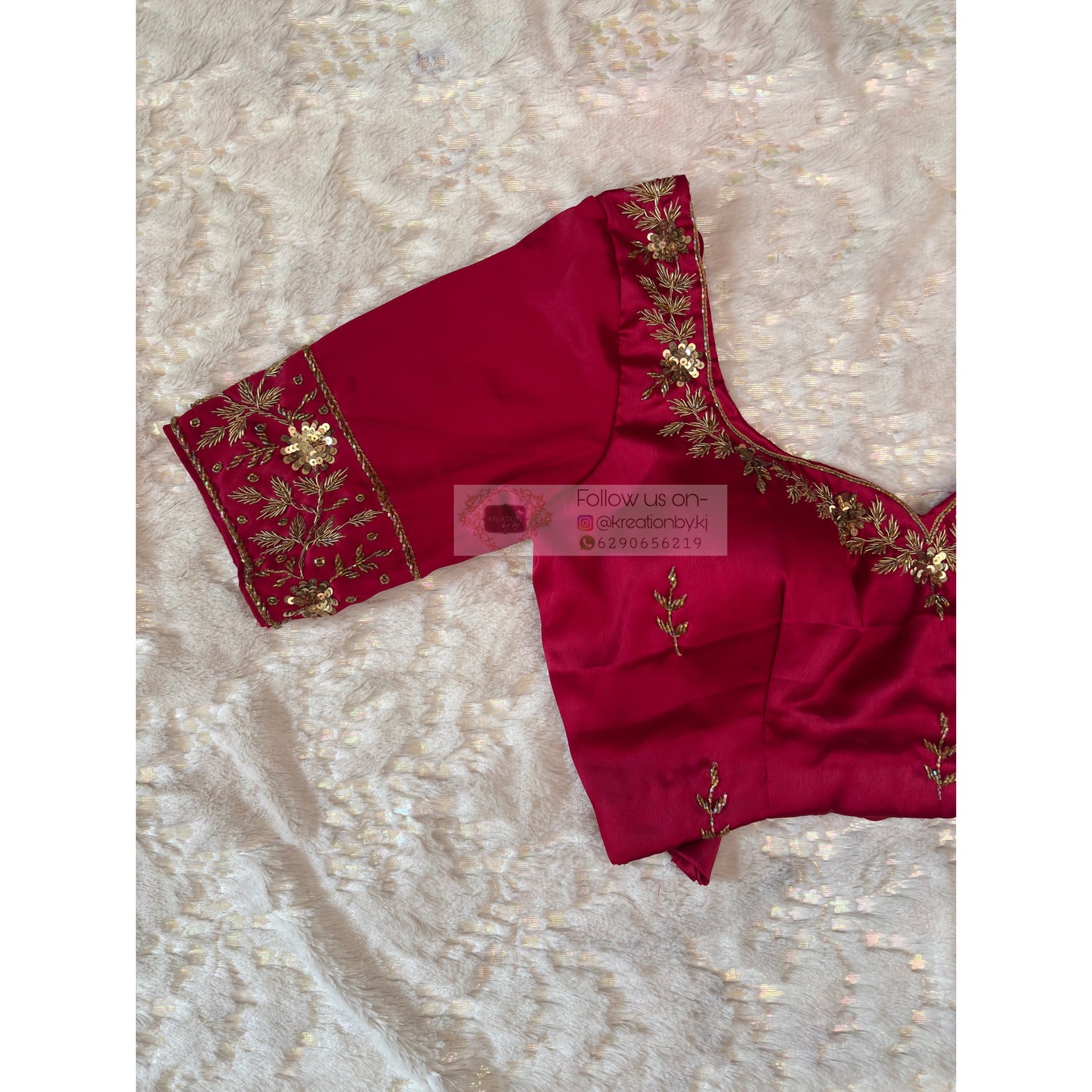 Hot Pink Designer Zardosi Blouse Piece kreationbykj