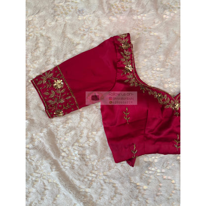 Hot Pink Designer Zardosi Blouse Piece kreationbykj