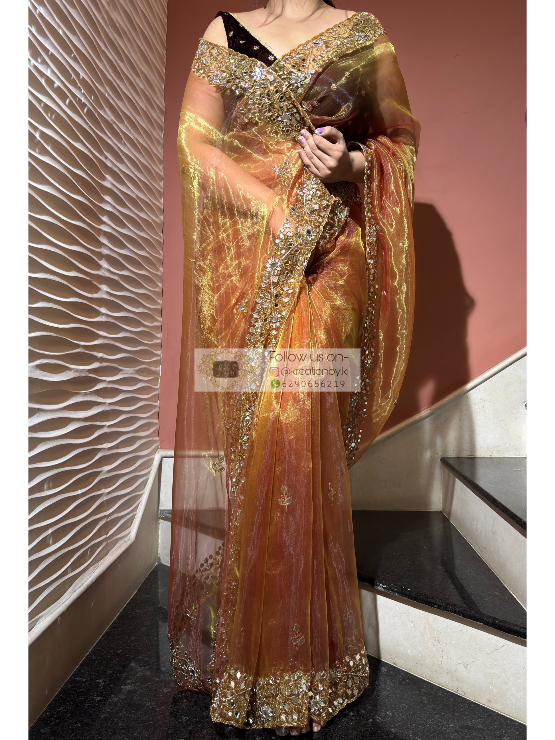 Liquid Gold Sheesh Mahal Saree kreationbykj