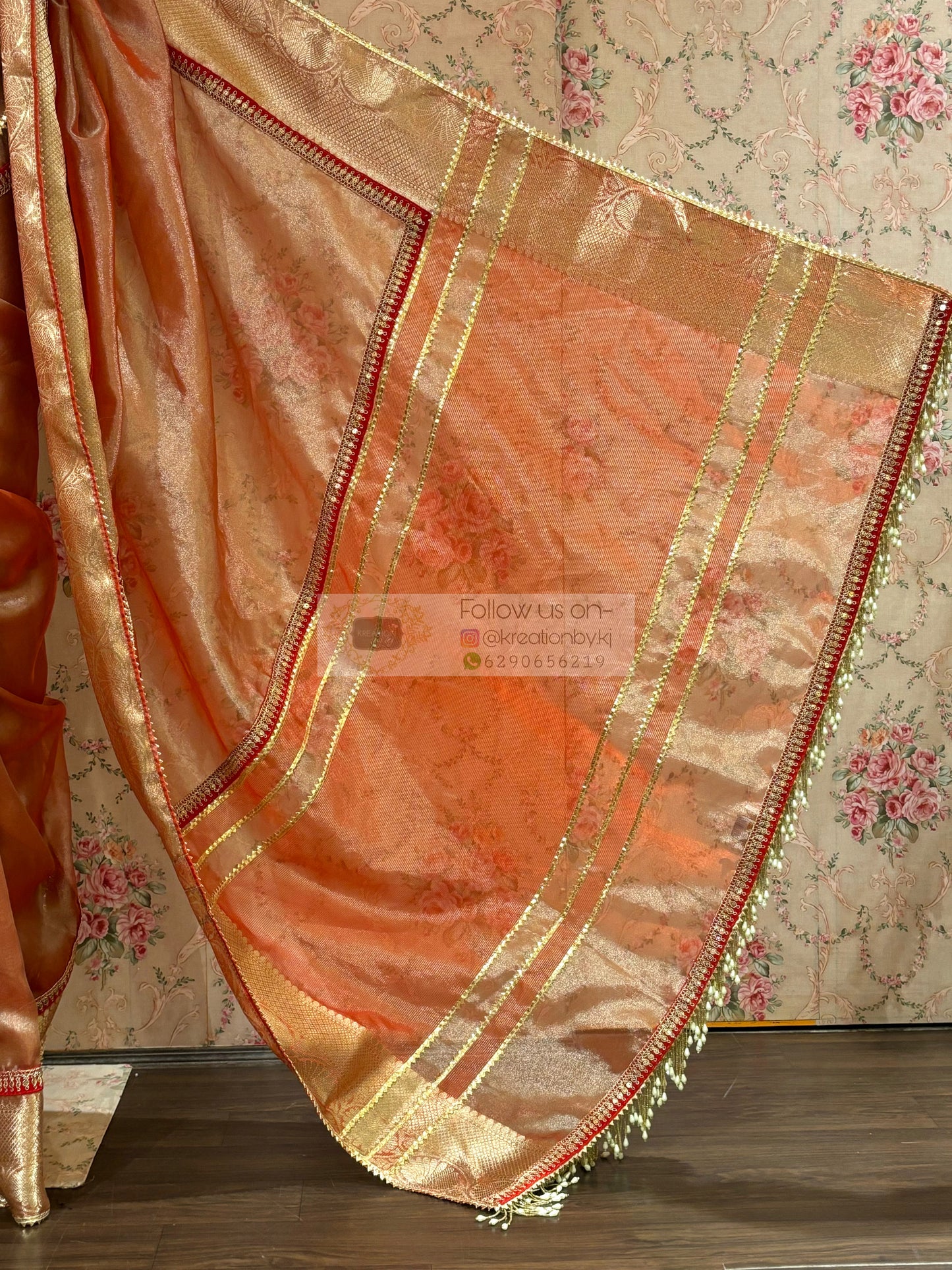 Peach Banarasi Tissue Saree