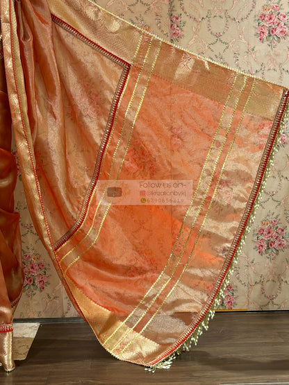 Peach Banarasi Tissue Saree