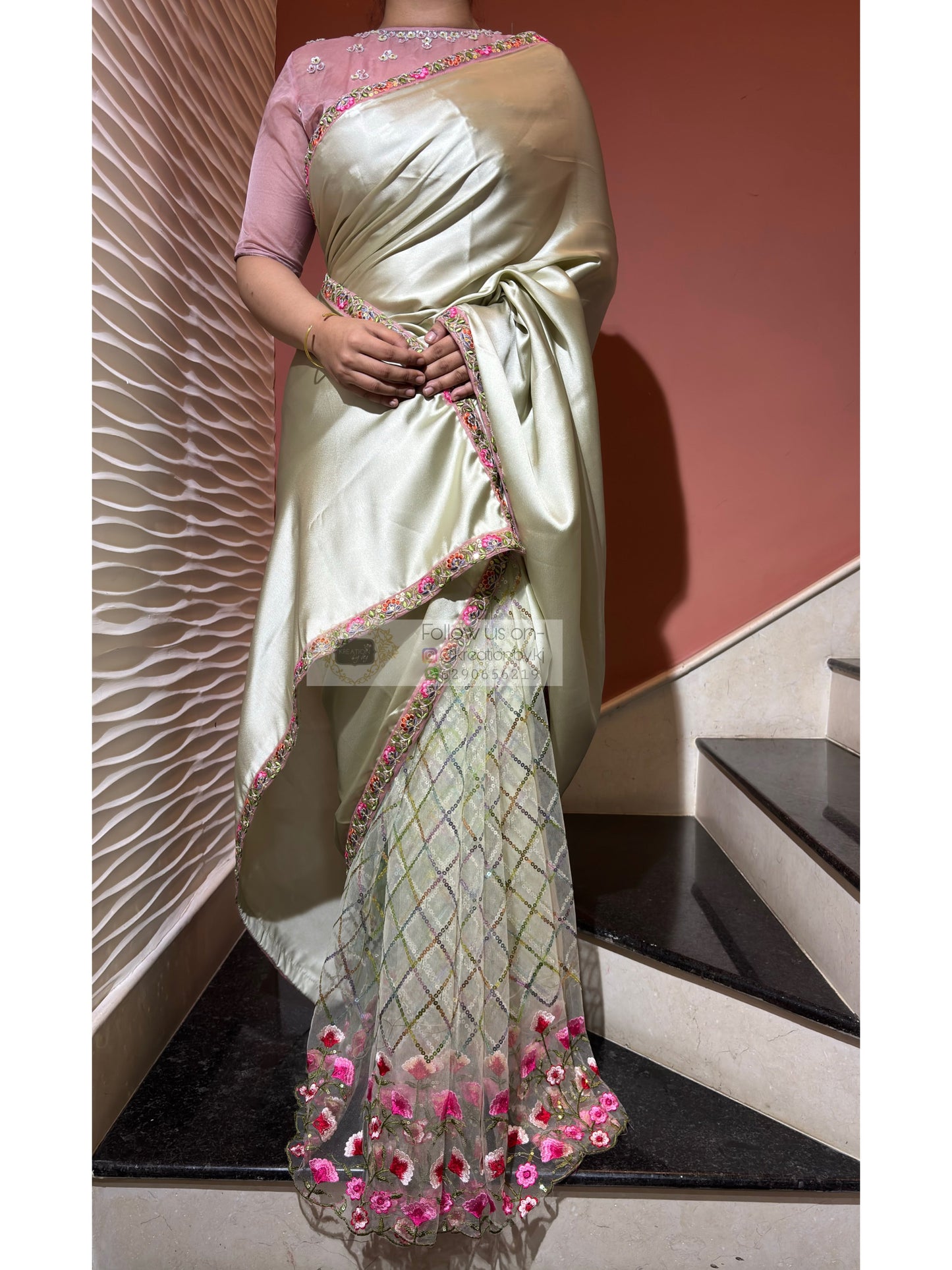Spring Whispers Satin & Net Half Saree kreationbykj