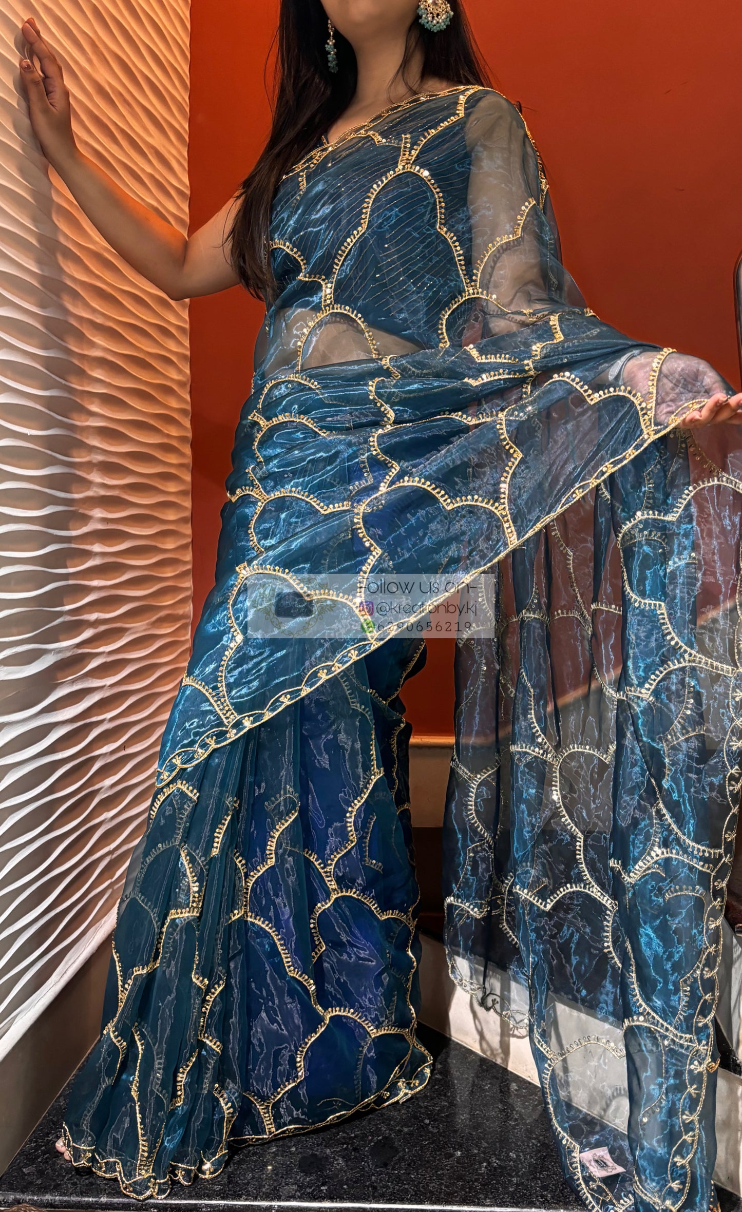 Cobalt Blue Chaudhvin ka Chand Saree