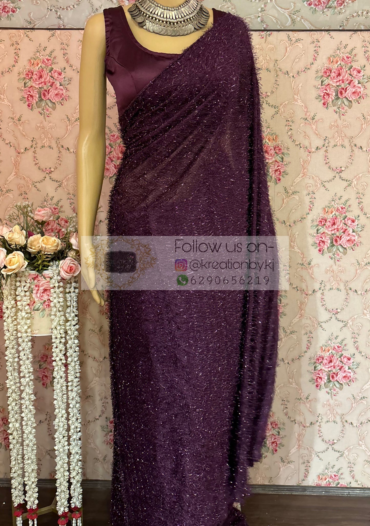 Mariana Wine Fur Saree