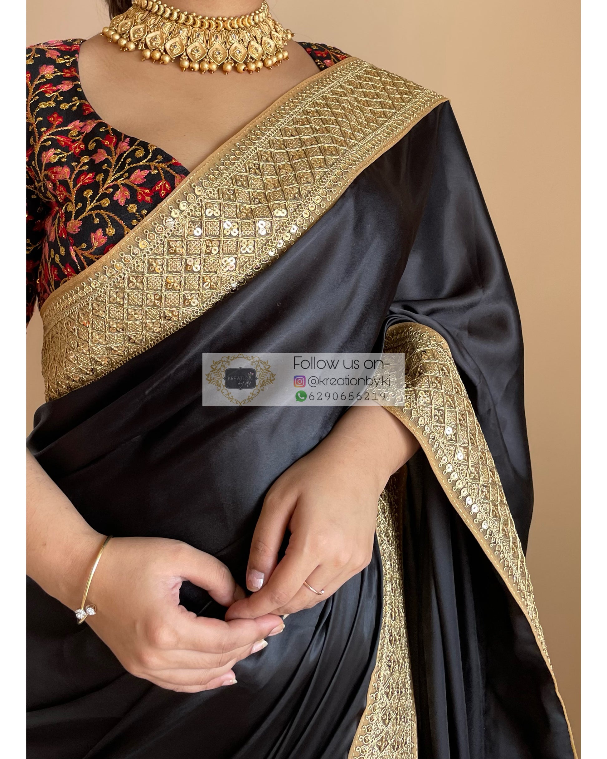 Buy Black Golden Embroidered Designer Silk Saree In USA, UK, Canada,  Australia, Newzeland online