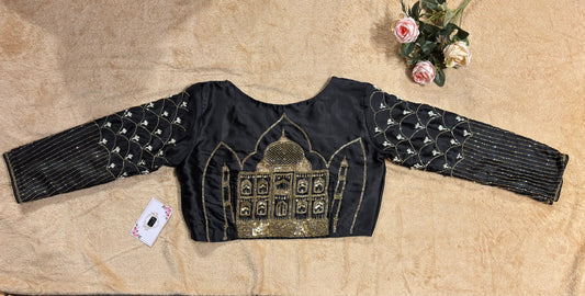 Black Taj Mahal Accent Blouse Piece