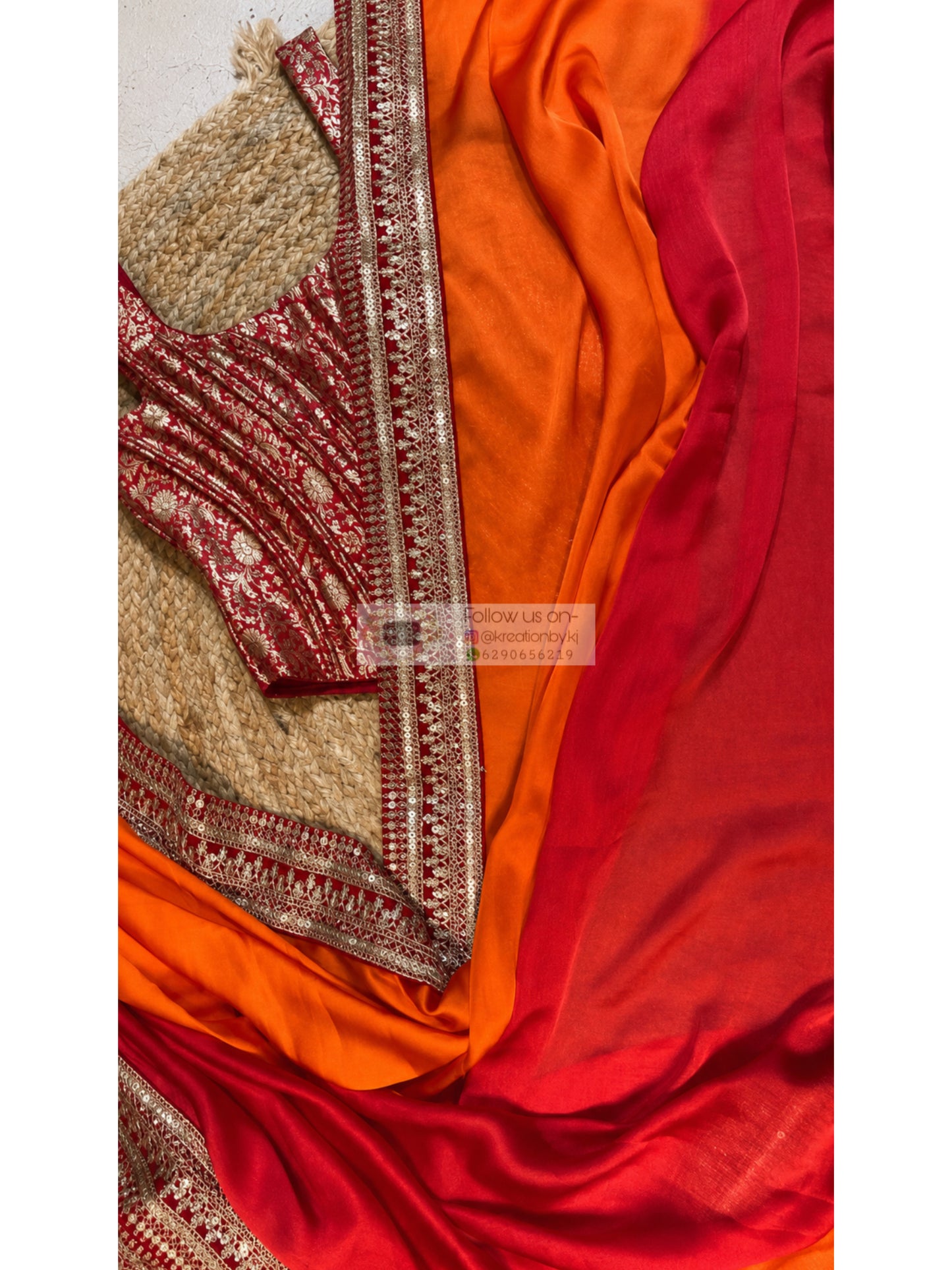 Sun Set Ombre Saree with Embroidered Border