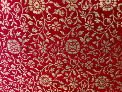 Red Banarasi Brocade Fabric