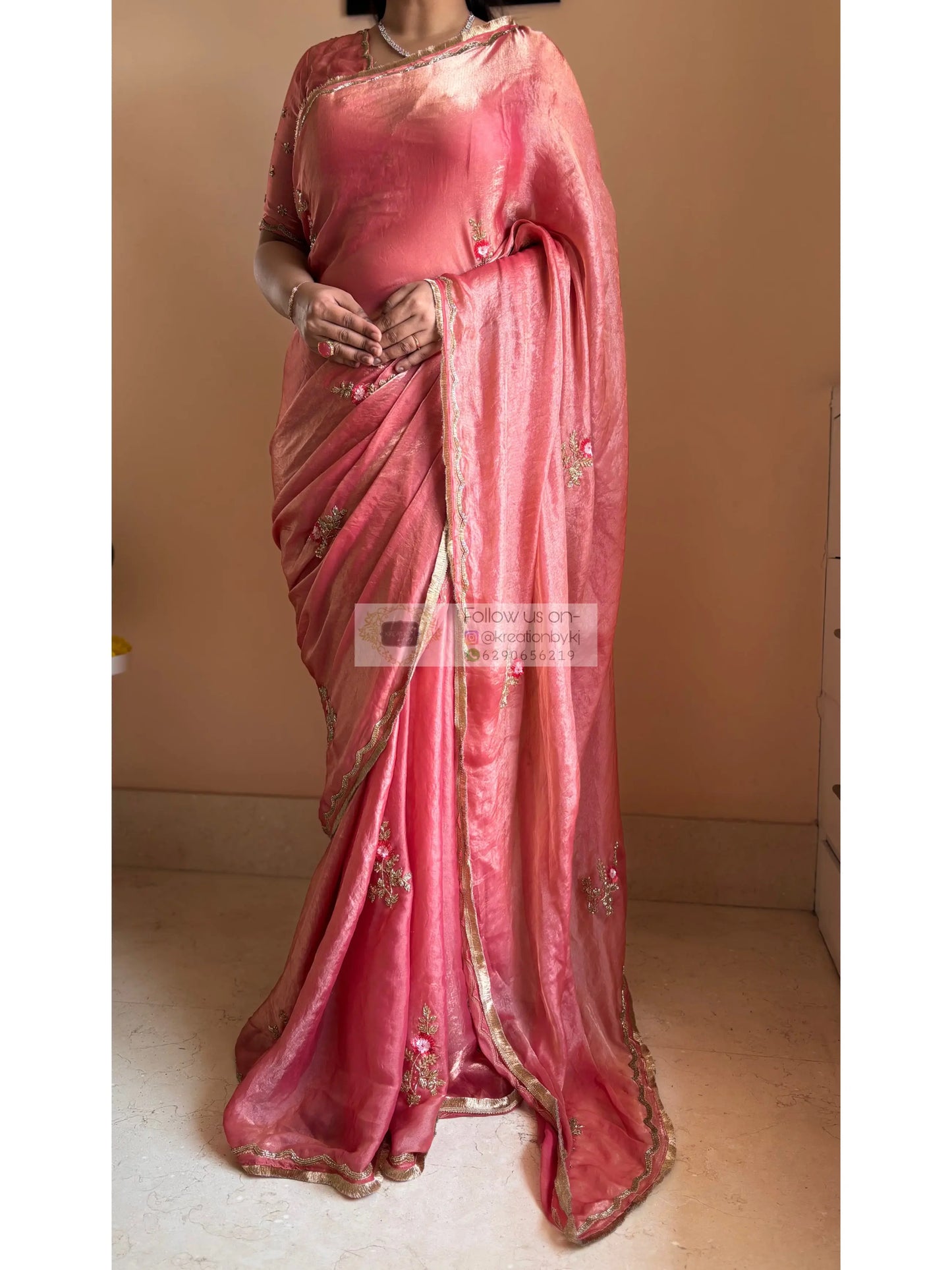 Summer Rose Pink Saree Kreation by KJ