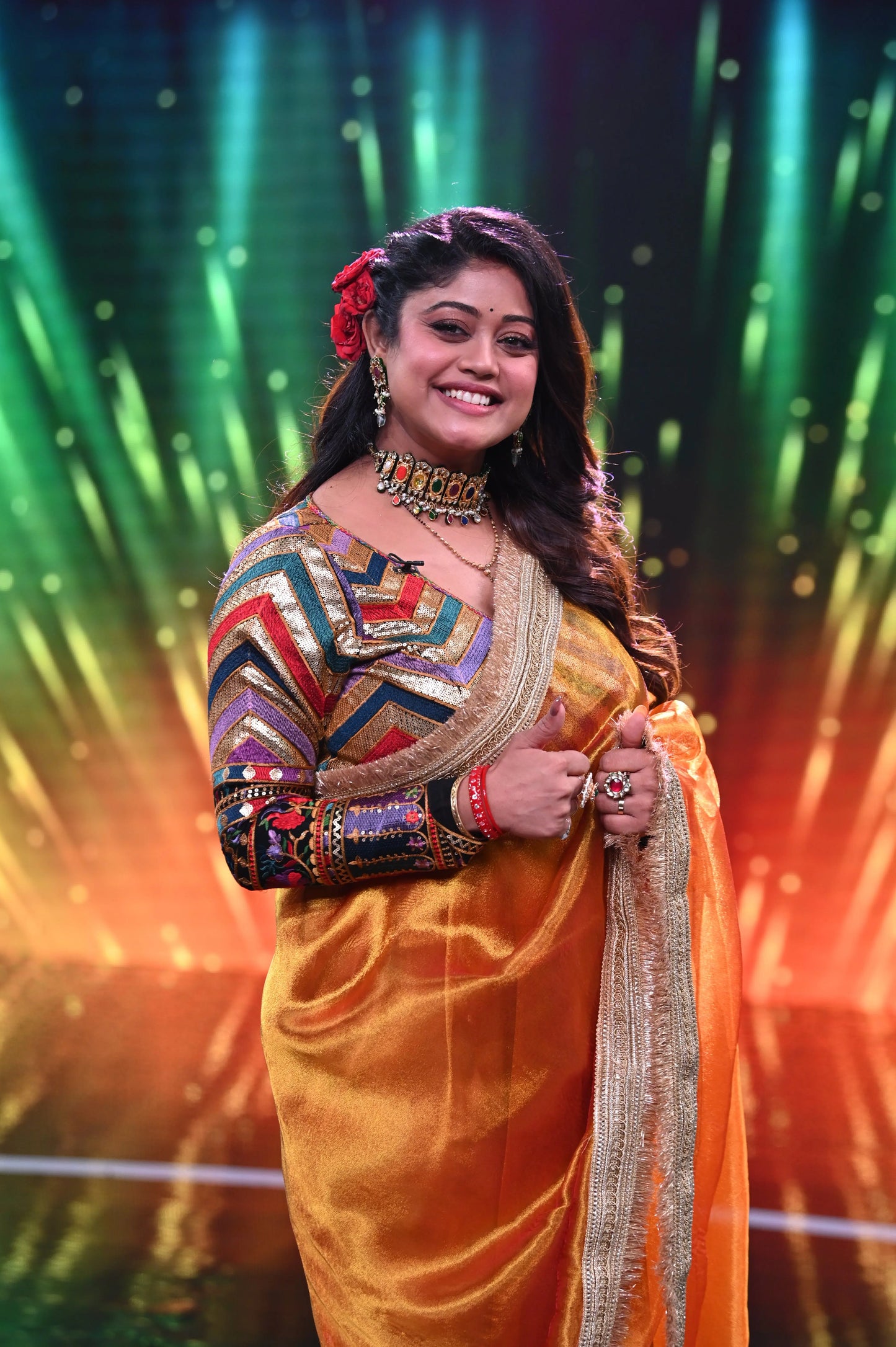 Parampara Tandon in Fiery Gold Banno Saree