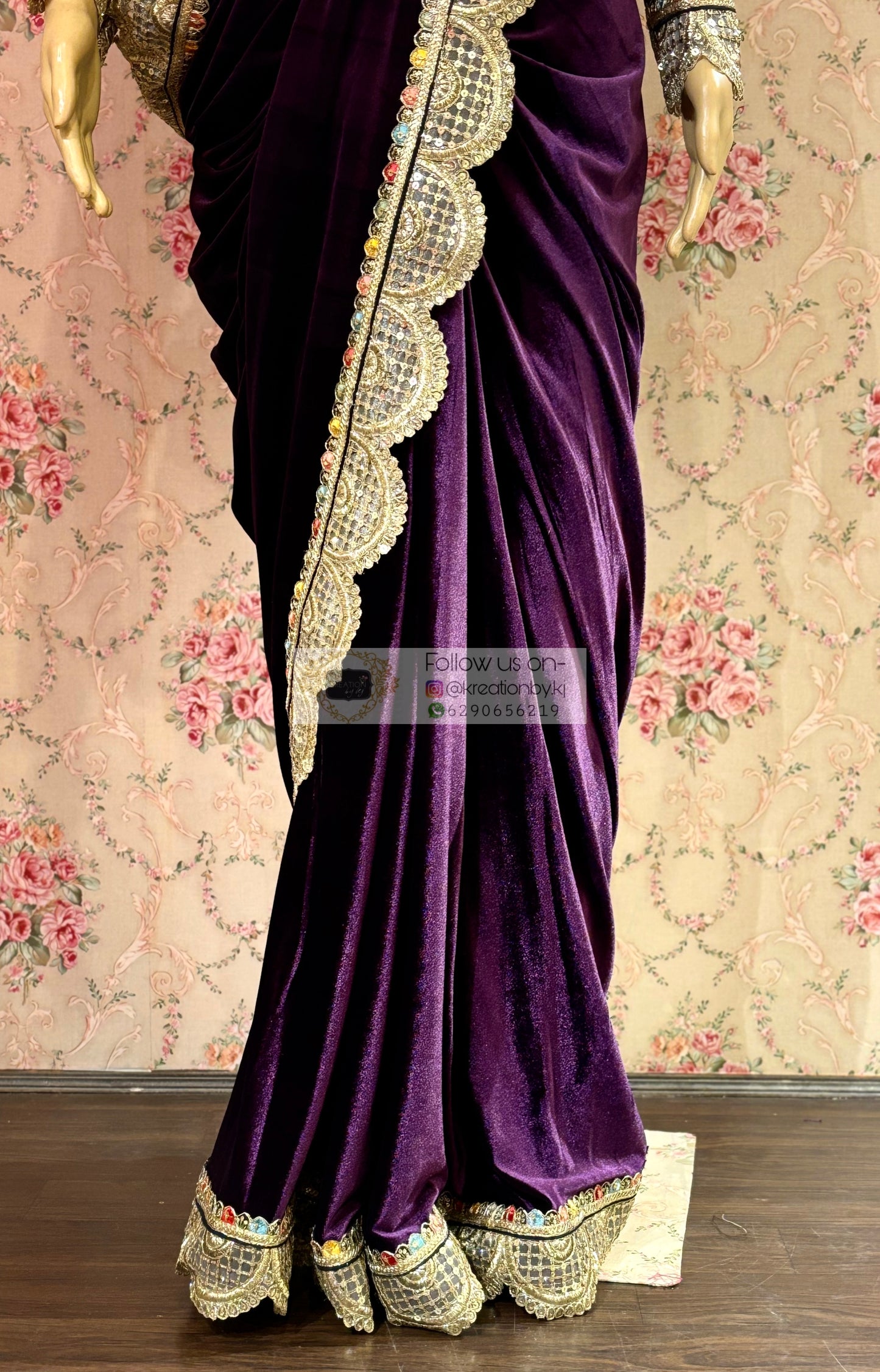 Purple Velvet Banno Saree