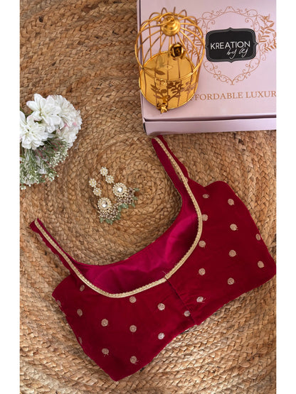 Dark Pink Velvet Cocktail Blouse