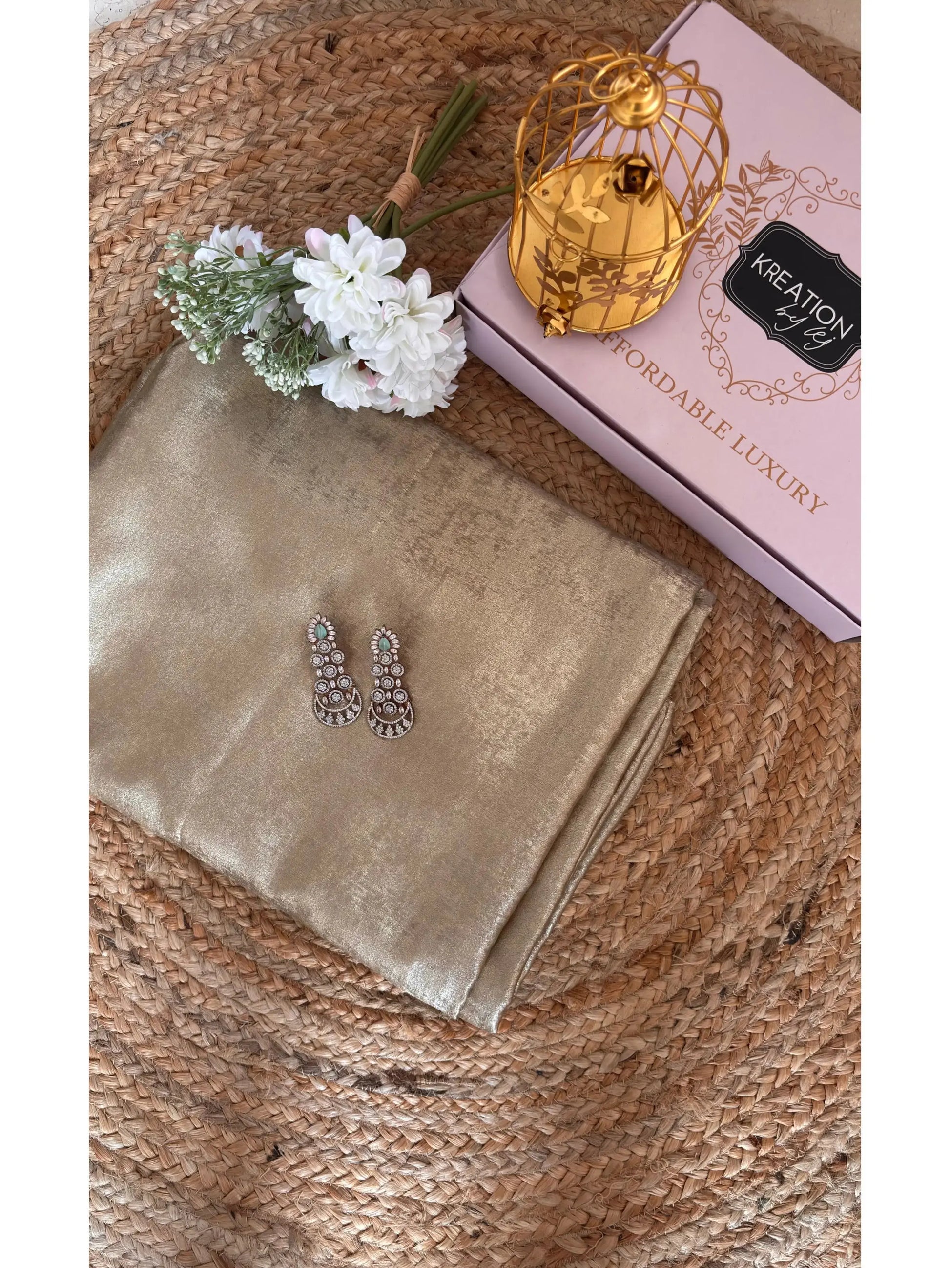 Glam Gold Shimmer Cocktail Saree Kreation by KJ