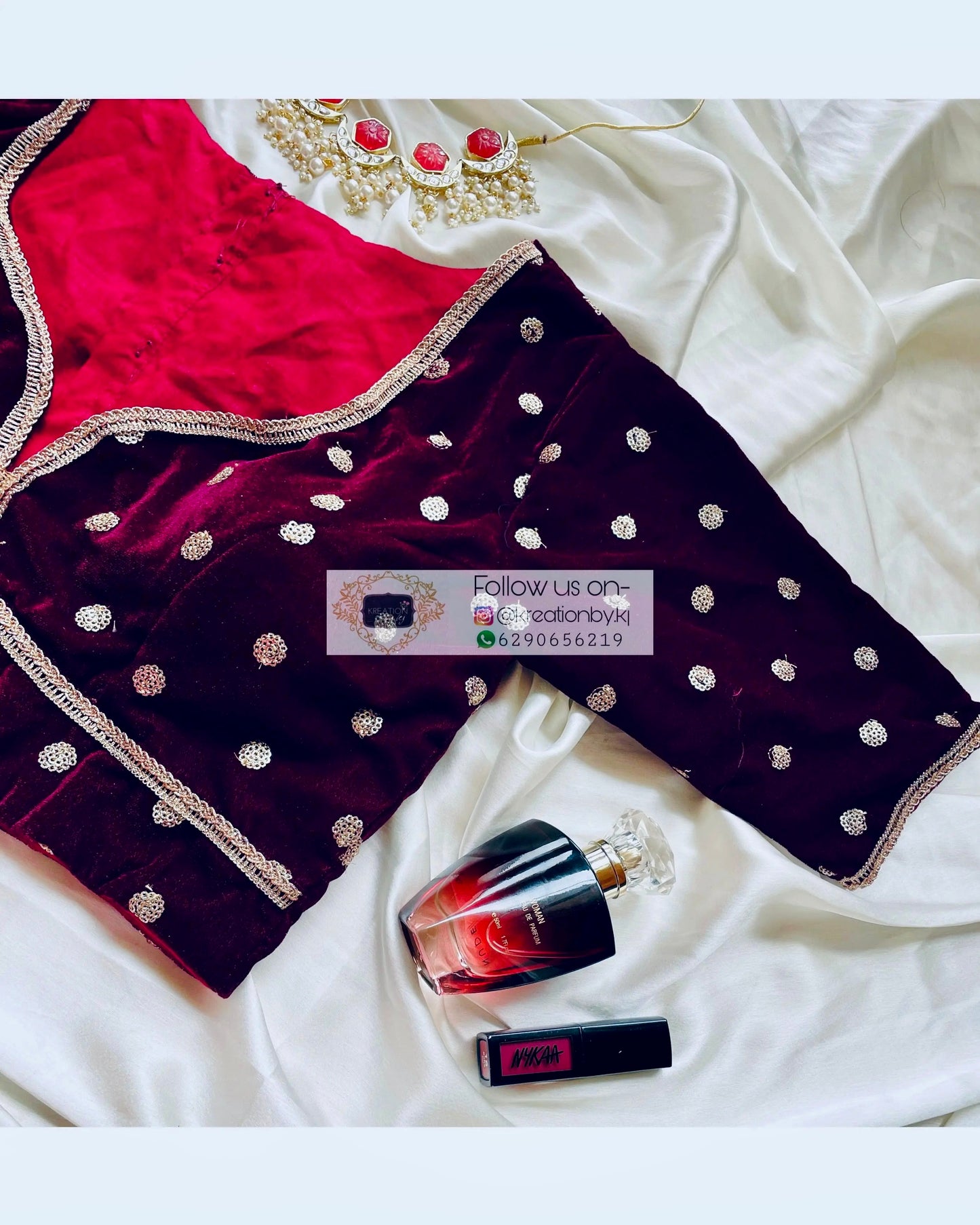 Plum Velvet Deep Neck Blouse