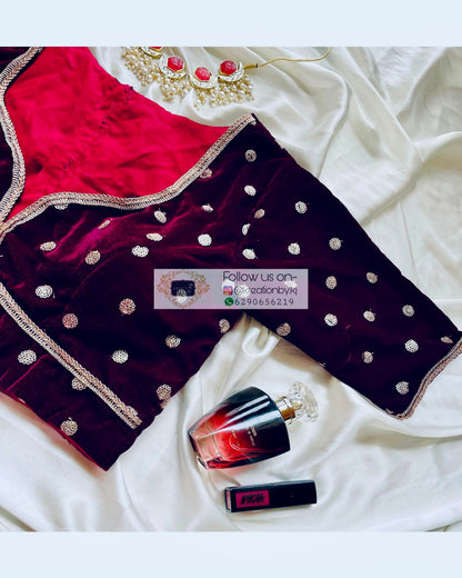 Plum Velvet Deep Neck Blouse