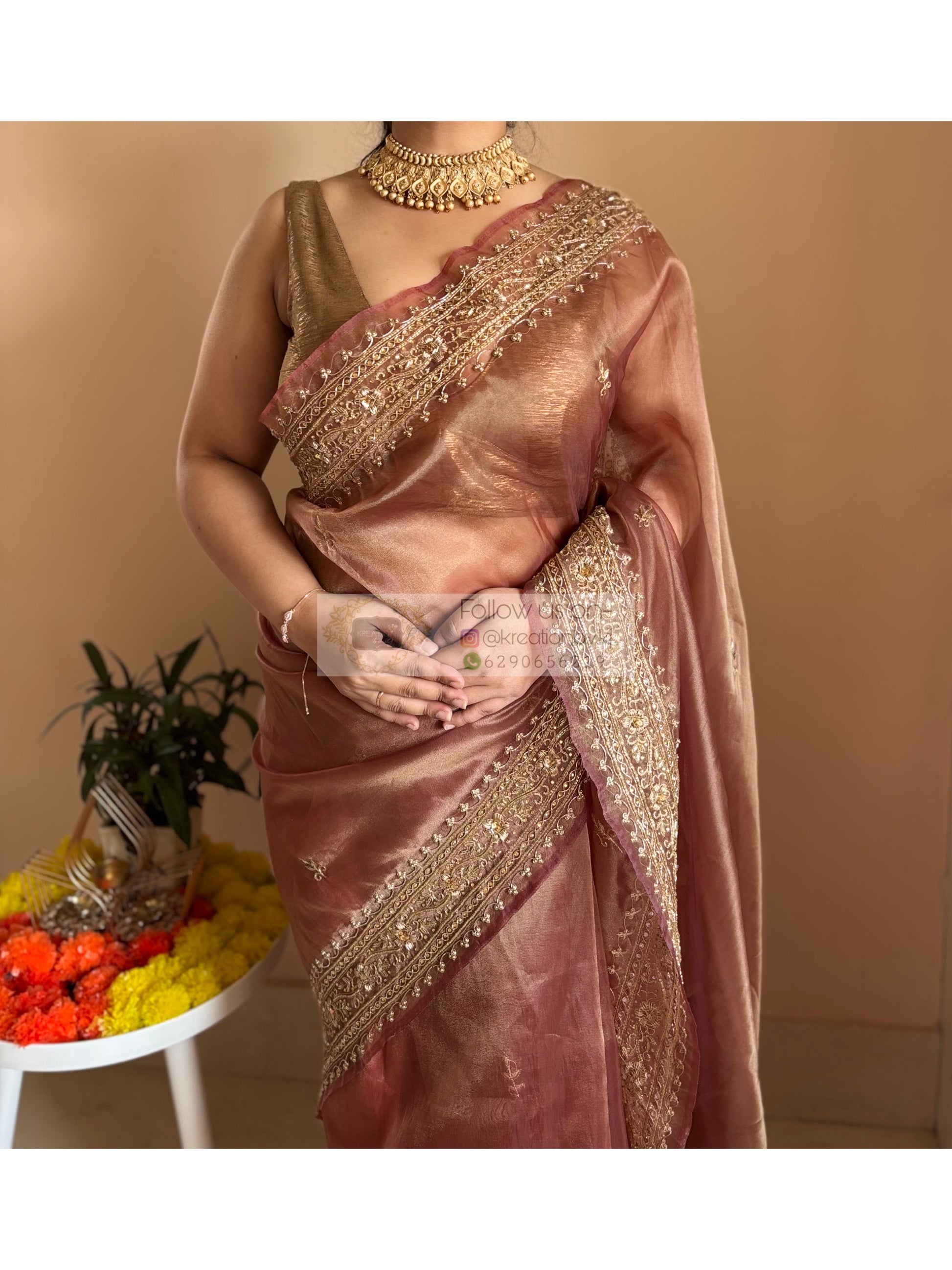 Designer bridal saree with heavy zardosi work