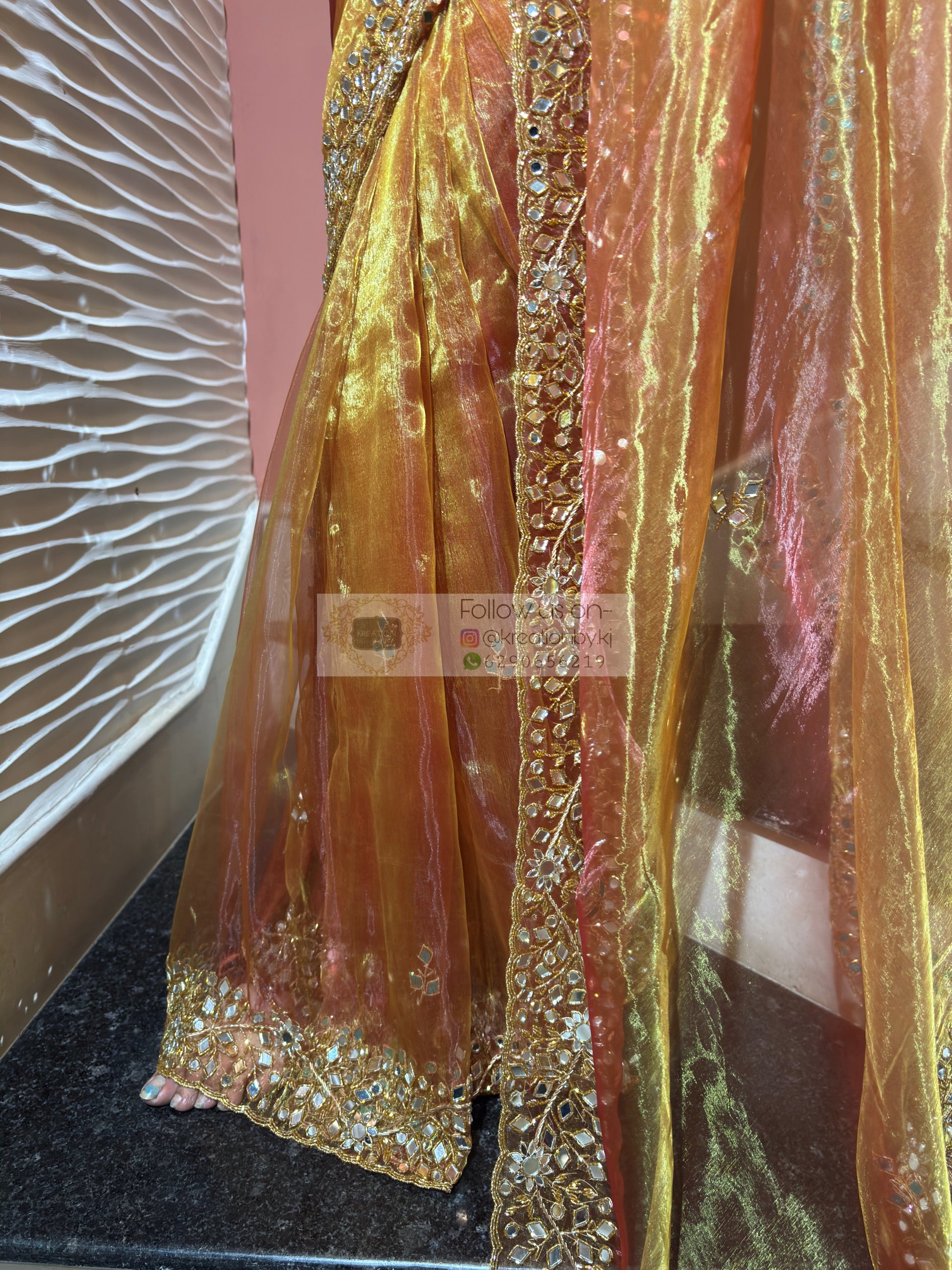Liquid Gold Sheesh Mahal Saree kreationbykj