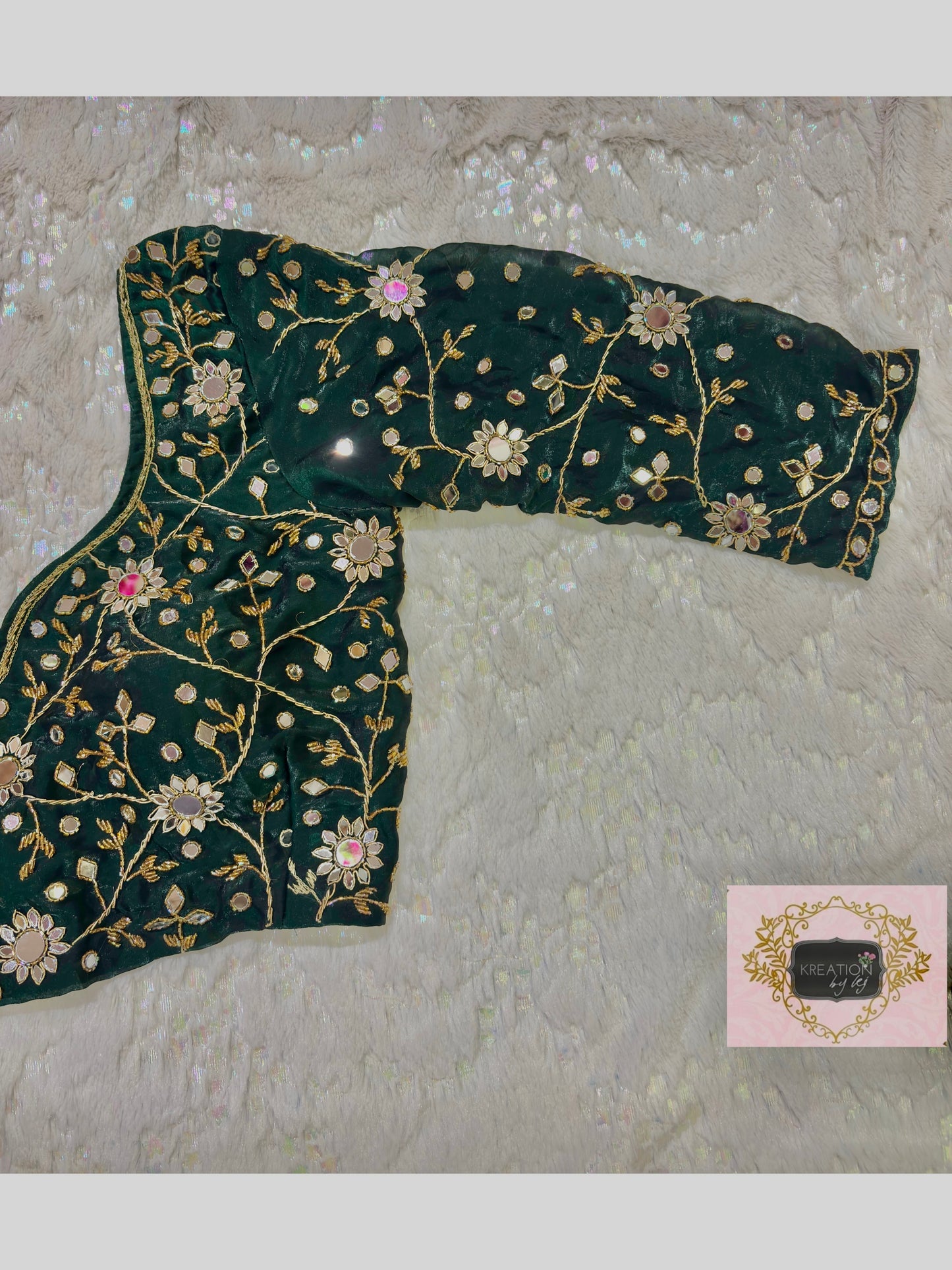 Forest Green Sheesh Mahal Saree