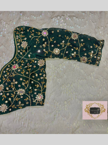Forest Green Sheesh Mahal Saree